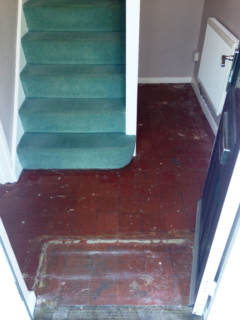 Quarry Tiled Hallway Floor Before Cleaning