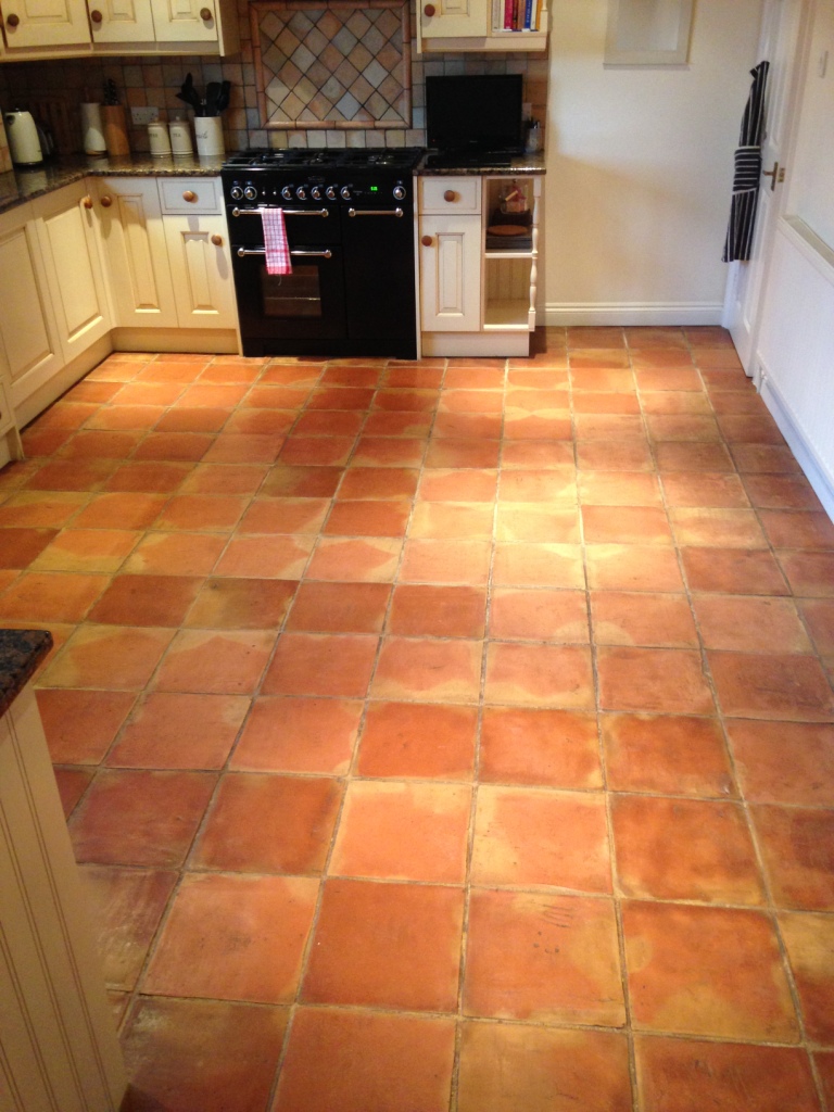 Terracotta Tiles Ingrained With Dirt Cleaned And Sealed In The Forest Of Dean Monmouthshire Tile Doctor