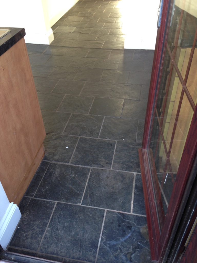 Slate floor before cleaning Pontypool