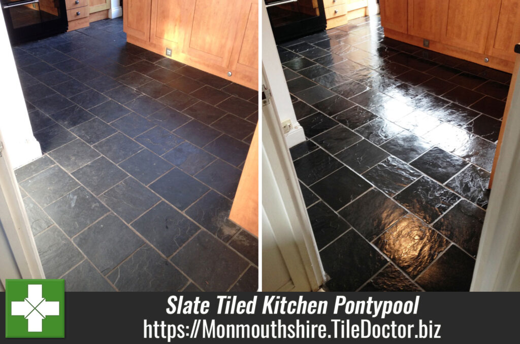 Dull Slate Tiled Kitchen Dinning Room brought back to life in Pontypool