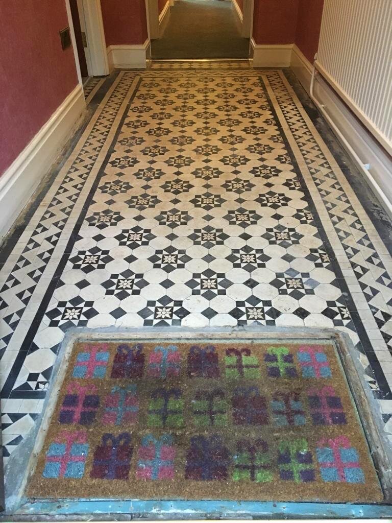 Victorian Tiled Hallway Before Cleaning Newport Gwent