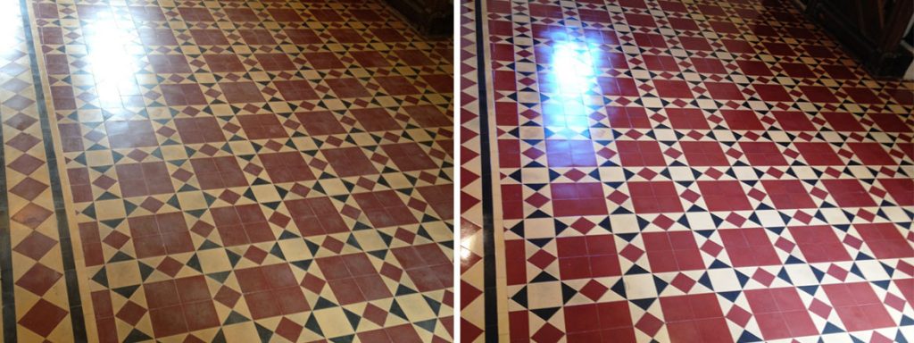 Victorian Floor Tile Before and After Cleaning and Sealing Caldicot