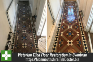 Victorian Tiled Hallway Floor Before After Restoration Cwmbran