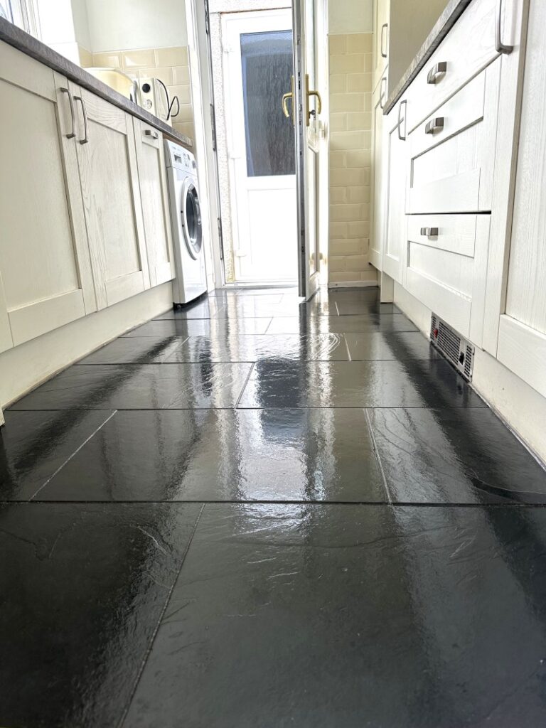Slate Tiled Kitchen Floor After Cleaning Sealing Caldicot