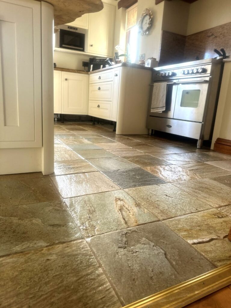 Slate Tiled Kitchen Floor After Renovation Trellech Wye Valley