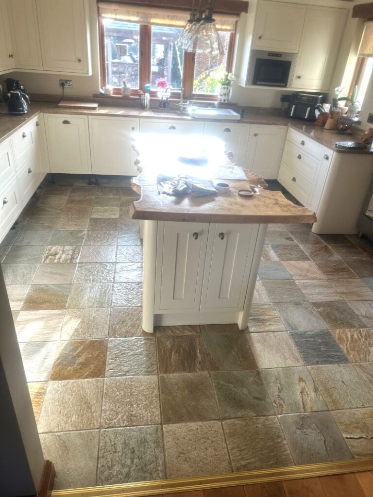 Slate Tiled Kitchen Floor After Renovation Trellech Wye Valley