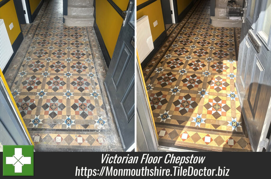 Victorian Tiled Hallway Floor Cleaning Sealing Chepstow